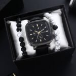 JEREMY DOUBLE BEADED LEATHER WRISTWATCH••COMES IN A BIG BOX••DESIGN 6