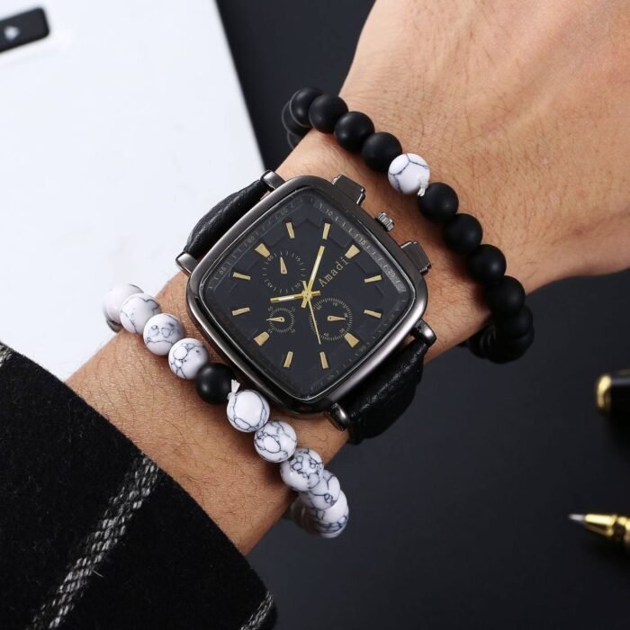 JEREMY DOUBLE BEADED LEATHER WRISTWATCH••COMES IN A BIG BOX••DESIGN 6 - Image 2