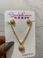 QUALITY SUNBELLE FASHION NON TARNISH CHAIN AND EARRING STONE SET DESIGN 2 - Image 2