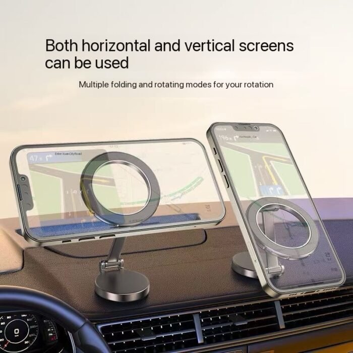 360 DEGREE ADJUSTABLE FOLDABLE MAGNETIC STEEL SUCTION CAR PHONE HOLDER - Image 4