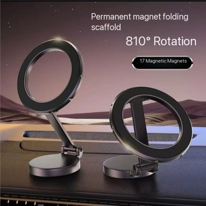 360 DEGREE ADJUSTABLE FOLDABLE MAGNETIC STEEL SUCTION CAR PHONE HOLDER - Image 3