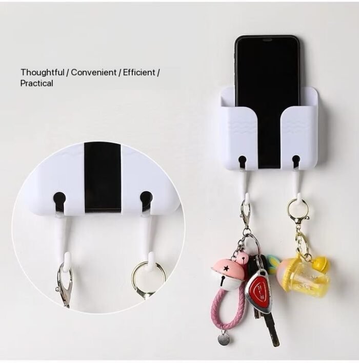 WALL PHONE HOLDER WITH KEY HOOK - Image 2