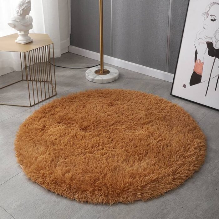 80CM ROUND SHAPE FLUFFY RABBIT FUR RUG - Image 4