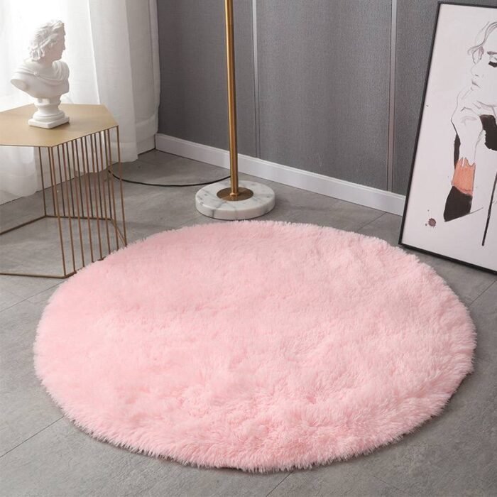 80CM ROUND SHAPE FLUFFY RABBIT FUR RUG - Image 5