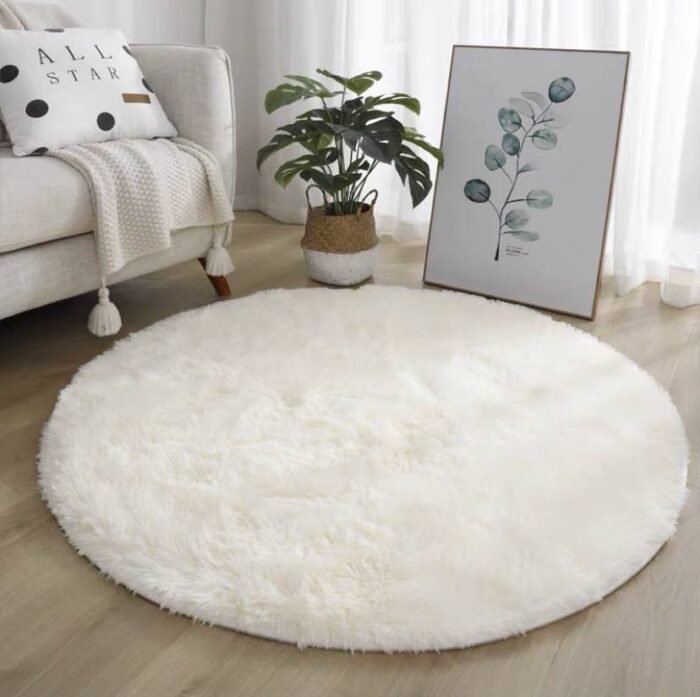 80CM ROUND SHAPE FLUFFY RABBIT FUR RUG - Image 3