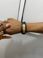 QUALITY MEN’S MULTI-LAYERED LEATHER AND GOLD STAINLESS STEEL BRACELET - Image 2