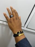 QUALITY MEN’S MULTI-LAYERED LEATHER AND GOLD STAINLESS STEEL BRACELET