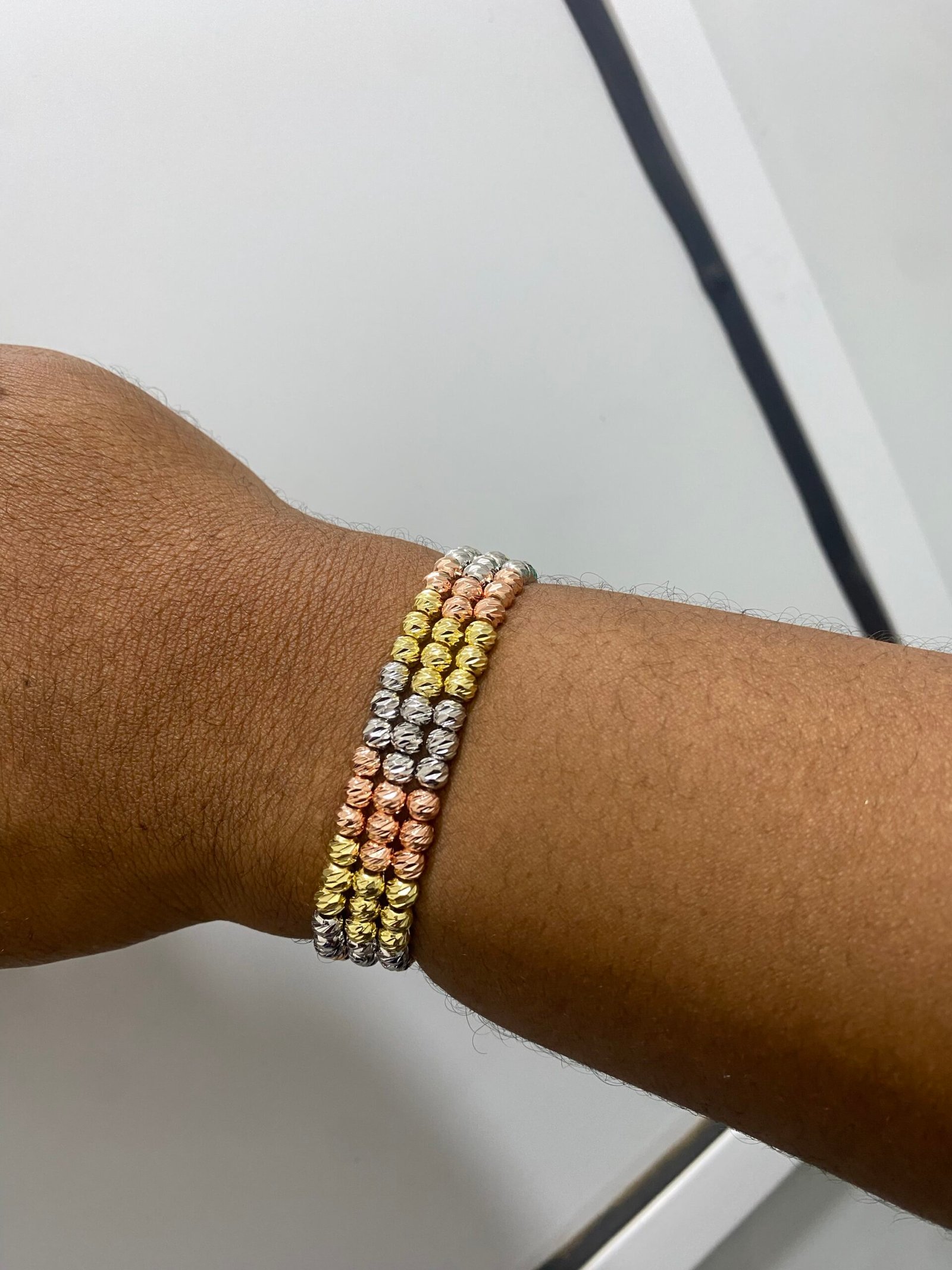img_4608 3in1 MULTI-LAYERED BEADED STRETCH BALL BRACELET (3 TONE) DESIGN 2 - Image 1
