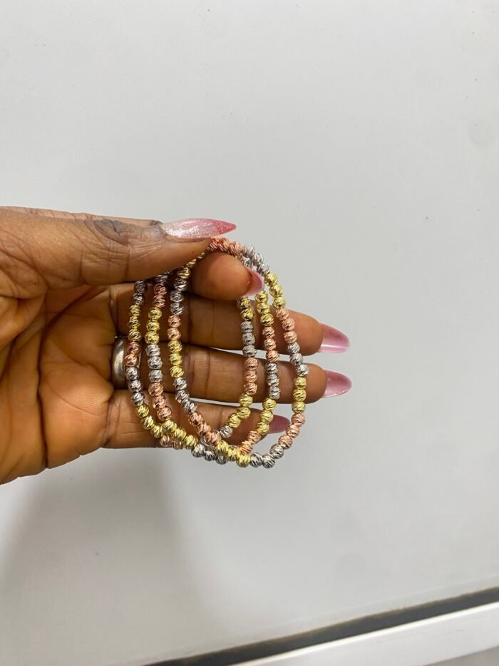 3in1 MULTI-LAYERED BEADED STRETCH BALL BRACELET (3 TONE) DESIGN 2 - Image 2