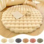 80CM ROOM DECOR  PLUSH FLUFFY ROUND RABBIT FUR RUG FOR LIVING ROOM AESTHETICS