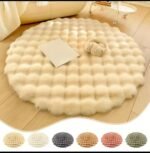 80CM ROOM DECOR  PLUSH FLUFFY ROUND RABBIT FUR RUG FOR LIVING ROOM AESTHETICS