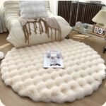 80CM ROOM DECOR  PLUSH FLUFFY ROUND RABBIT FUR RUG FOR LIVING ROOM AESTHETICS - Image 2
