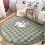 80CM ROOM DECOR  PLUSH FLUFFY ROUND RABBIT FUR RUG FOR LIVING ROOM AESTHETICS - Image 3