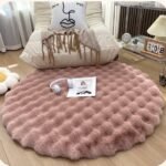 80CM ROOM DECOR  PLUSH FLUFFY ROUND RABBIT FUR RUG FOR LIVING ROOM AESTHETICS - Image 5