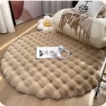 80CM ROOM DECOR  PLUSH FLUFFY ROUND RABBIT FUR RUG FOR LIVING ROOM AESTHETICS - Image 6
