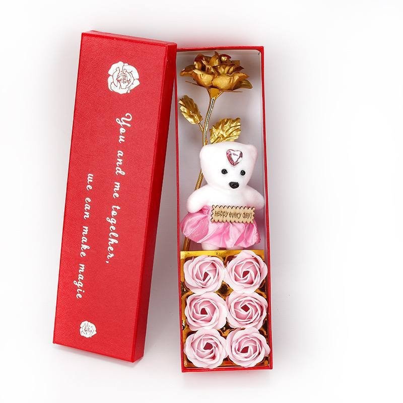 img_5283 ARIA ROSE FLOWER WITH TEDDY BEAR IN A BOX - Image 1