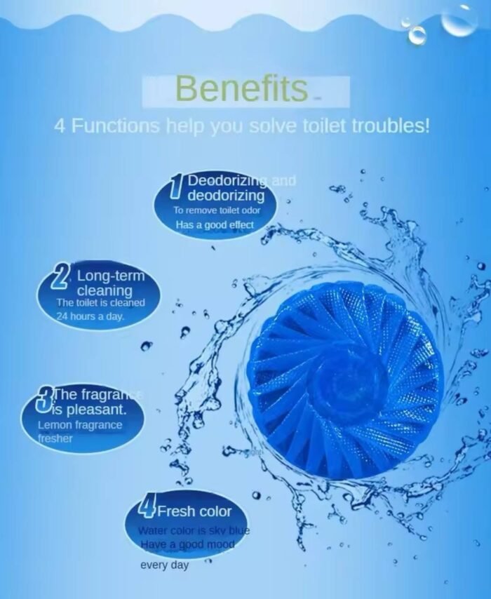 10PC POWERFUL SCENTED TOILET BLUE CLEANER AND DEODORIZER FOR FRESH BATHROOM - Image 2