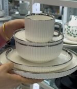 20PC HIGH QUALITY EUROPEAN LUXURY CERAMIC STONEWARE DINNER SET 


 4 Serving plate
4 Side plate
4 side plate medium size
4 Soup bowls 
4 Cups - Image 2