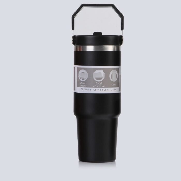 INSULATED VACUUM STAINLESS STEEL TUMBLER CUP WITH HANDLE AND SUCKER(900ML) - Image 3