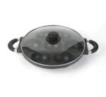 SMP 7 HOLES ROUND  SHAPE NON STICK MASA/BEAN CAKE PAN WITH GLASS LID/COVER AND 2 SILICON - Image 2