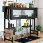 85CM DOUBLE STEP DUST PROOF OVER THE SINK SHELF,DISH RACK,CUTLERY/UTENSILS HOLDER - Image 5
