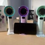 100-SPEED COOLING DIGITAL DISPLAY  RECHARGEABLE HANDHELD FAN WITH PHONE HOLDER
