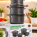HOFFNER HIGH QUALITY DURABLE ALUMINIUM  HARD ANODIZED NON STICK EFFECT STOCK POT SIZE 26,28&30CM FRYPAN 26CM (0403

THE POT IS VERY HEAVY AND THICK📌📌They even write 25yr warranty😂😂