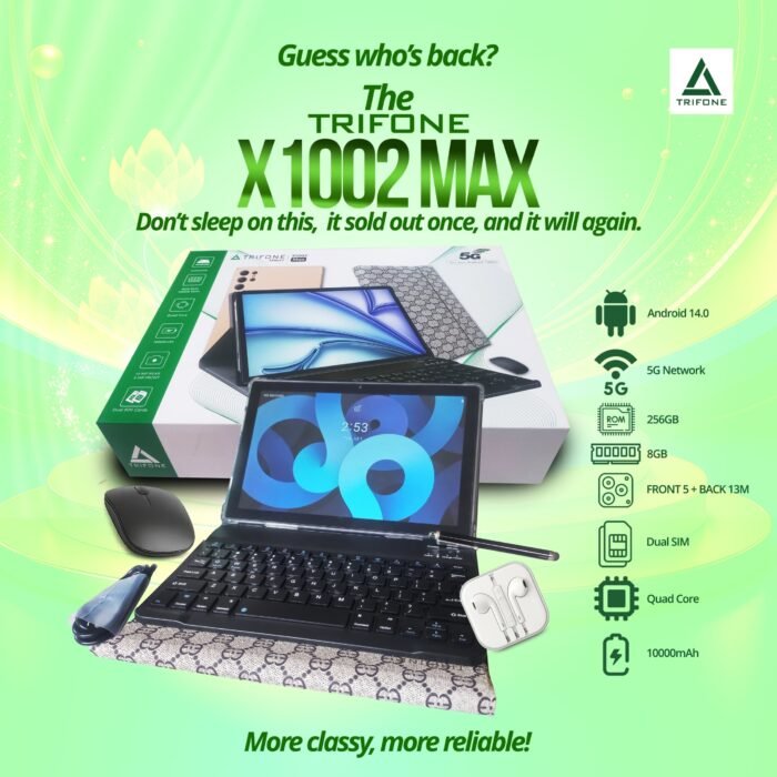 X1002MAX ANDROID 14 TRIFONE QUALITY IPAD WITH KEYPAD,MOUSE,EARPIECE,PEN 8GB RAM/256GB ROM 2SIM - Image 2