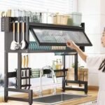 85CM SINGLE STEP DUST PROOF OVER THE SINK SHELF,DISH RACK,CUTLERY/UTENSILS HOLDER