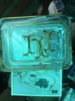 3IN1 QUALITY CRYSTAL RECTANGULAR SHAPE WITH GOLD RIMMED ARMREST SERVING TRAY - Image 6