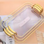 3IN1 QUALITY CRYSTAL RECTANGULAR SHAPE WITH GOLD RIMMED ARMREST SERVING TRAY - Image 3