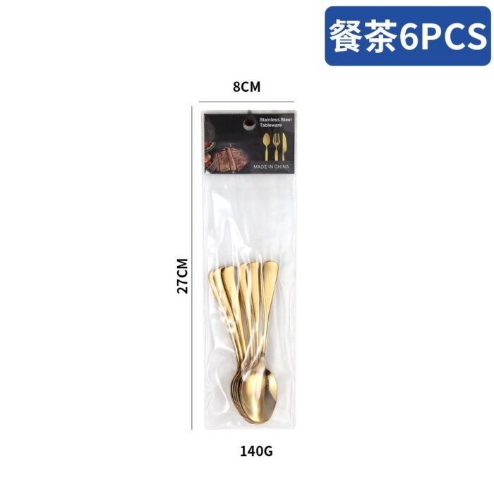 6PC QUALITY GOLD CUTLERY SET(Gold Dessert fork,tea spoon,Fork,Knife,Spoon) - Image 5