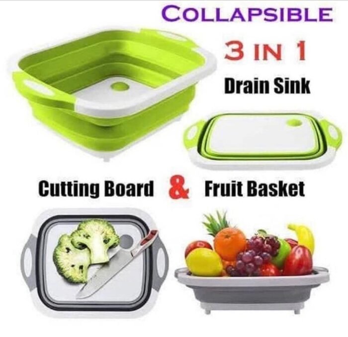(ON SALES) 3in1 COLLAPSIBLE SILICON CHOPPING/CUTTING BOARD/DRAINK SINK/FRUIT BASKET - Image 2