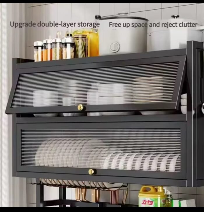 85CM DOUBLE STEP DUST PROOF OVER THE SINK SHELF,DISH RACK,CUTLERY/UTENSILS HOLDER - Image 2