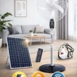 16INCHES QUALITY TRIFONE SOLAR RECHARGEABLE STANDING FAN WITH REMOTE CONTROL AND BULB