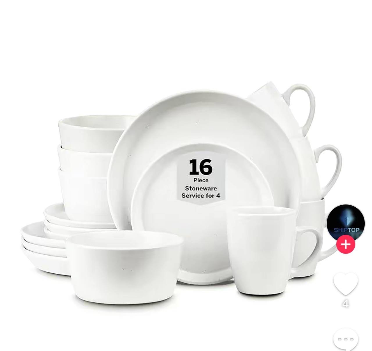 img_7664-2 16PC QUALITY THICK EUROPEAN LUXURY FINE CERAMIC STONEWARE DINNER SET•••WHITE📌
4 Serving plate
4 Side plate
4 Soup bowls
4 Cups - Image 1