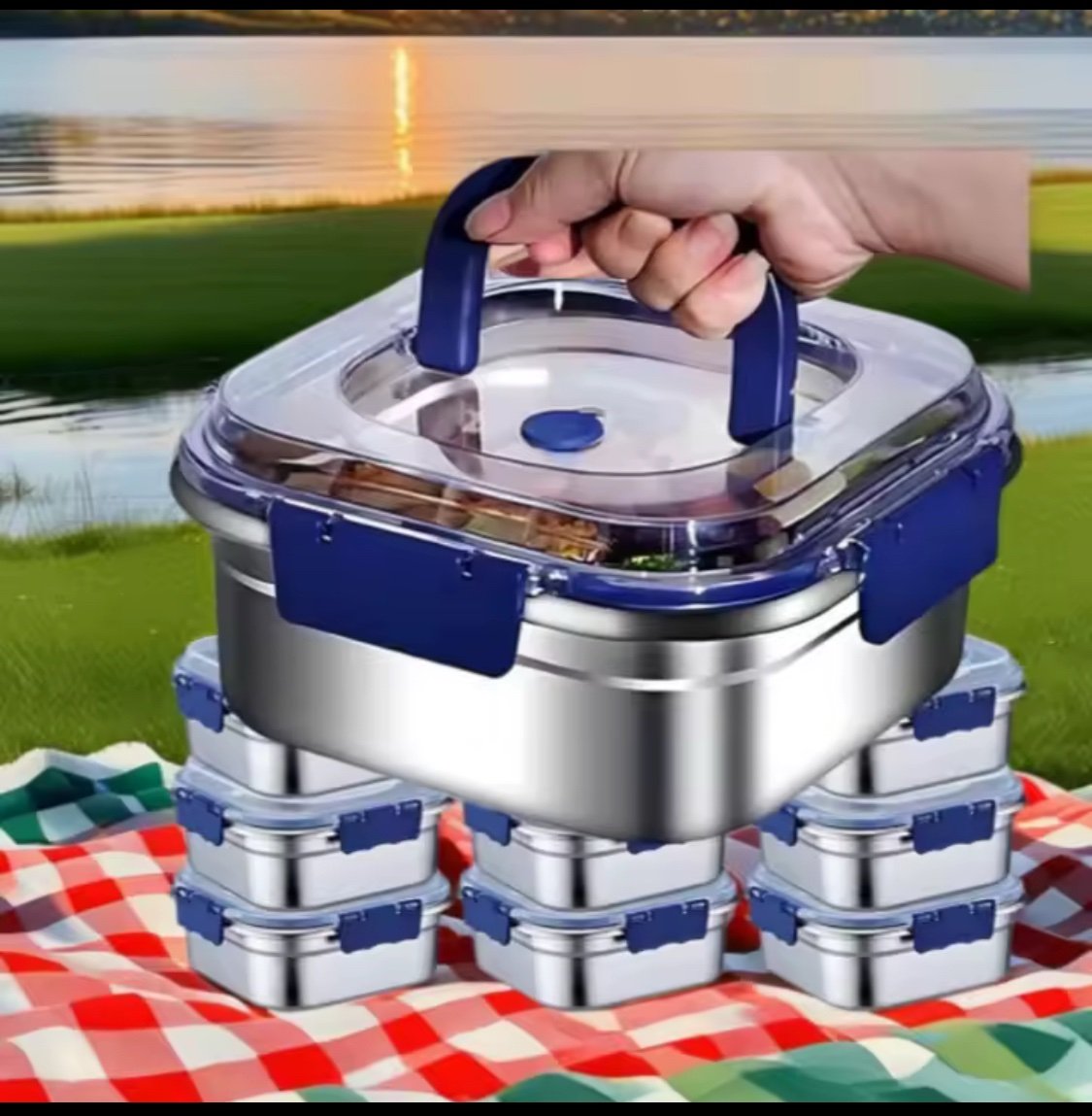 img_7684 QUALITY MULTIPURPOSE 316 STAINLESS STEEL REFRIGERATOR FOOD STORAGE AND LUNCH BOX - Image 1