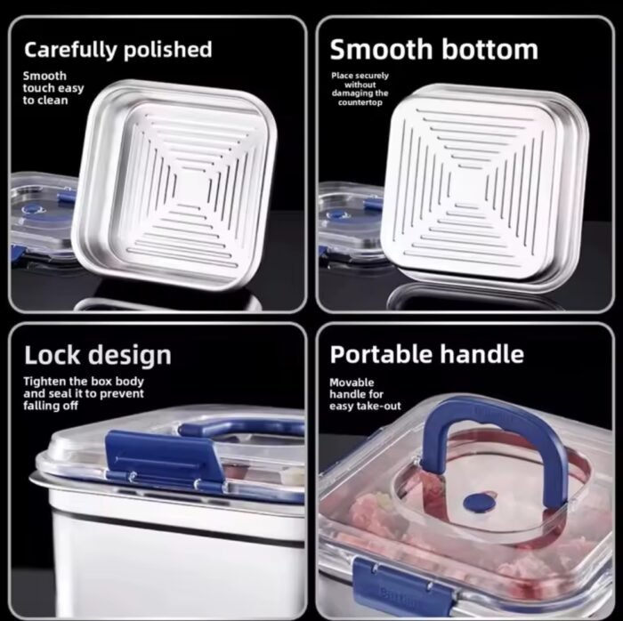 QUALITY MULTIPURPOSE 316 STAINLESS STEEL REFRIGERATOR FOOD STORAGE AND LUNCH BOX - Image 3