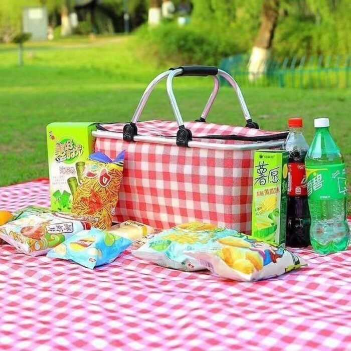 COLLAPSIBLE INSULATED DOUBLE HANDLE COLORFUL PICNIC BAG BIG SIZE - Image 2