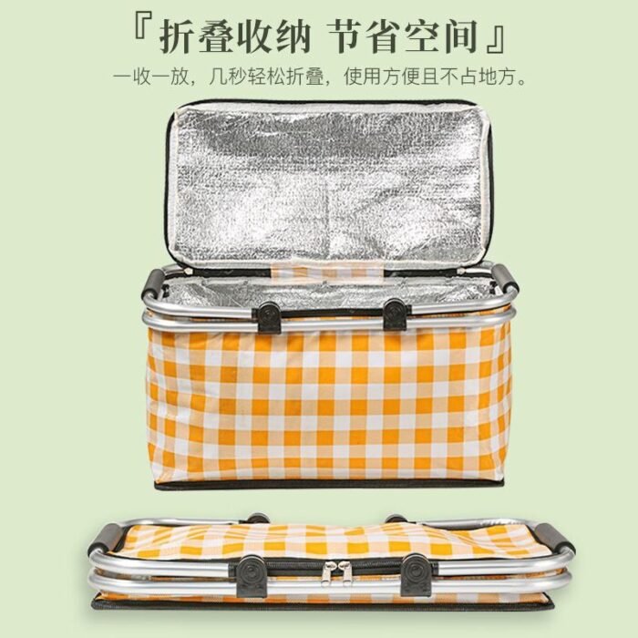 COLLAPSIBLE INSULATED DOUBLE HANDLE COLORFUL PICNIC BAG BIG SIZE - Image 5