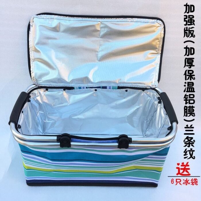 COLLAPSIBLE INSULATED DOUBLE HANDLE COLORFUL PICNIC BAG BIG SIZE - Image 7