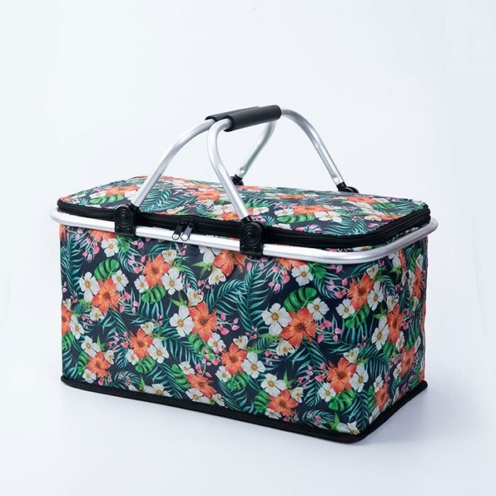 COLLAPSIBLE INSULATED DOUBLE HANDLE COLORFUL PICNIC BAG BIG SIZE - Image 8
