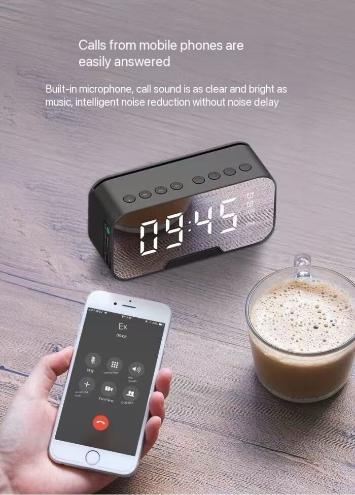 MULTIFUNCTIONAL RECHARGEABLE STEREO BASE-HEAVY BLUETOOTH SPEAKER WITH TF/FM RADIO AND ALARM CLOCK(Red color only) - Image 3