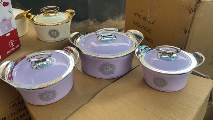3PC QUALITY 800/1200/2000ML ORCHID INSULATED FOOD WARMER - Image 3