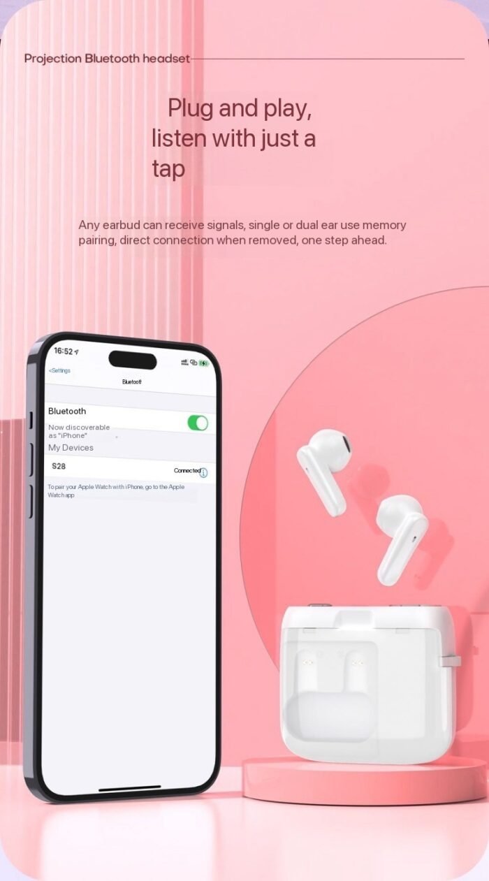 S28 FINGER TOUCH BLUETOOTH EARPOD/EARBUD WITH PROJECTOR LIGHT AND REPLACEABLE CLIP - Image 4