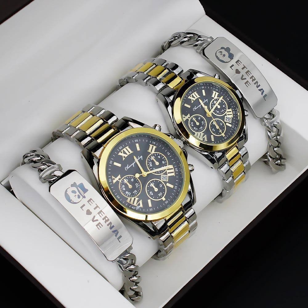 img_5009-2 ETERNAL LOVE COUPLES WATCH AND BRACELET SET 💯 QUALITY•••Comes in a big fancy box - Image 1