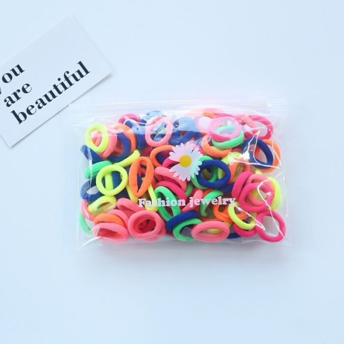 50Pcs quality Lot Small Rubber Band Doll Towel Hair Ring Colorful Nylon Head Ropes Black Elastic Hair Bands Ties For Girls Accessories(it doesn’t slack even after use) - Image 5