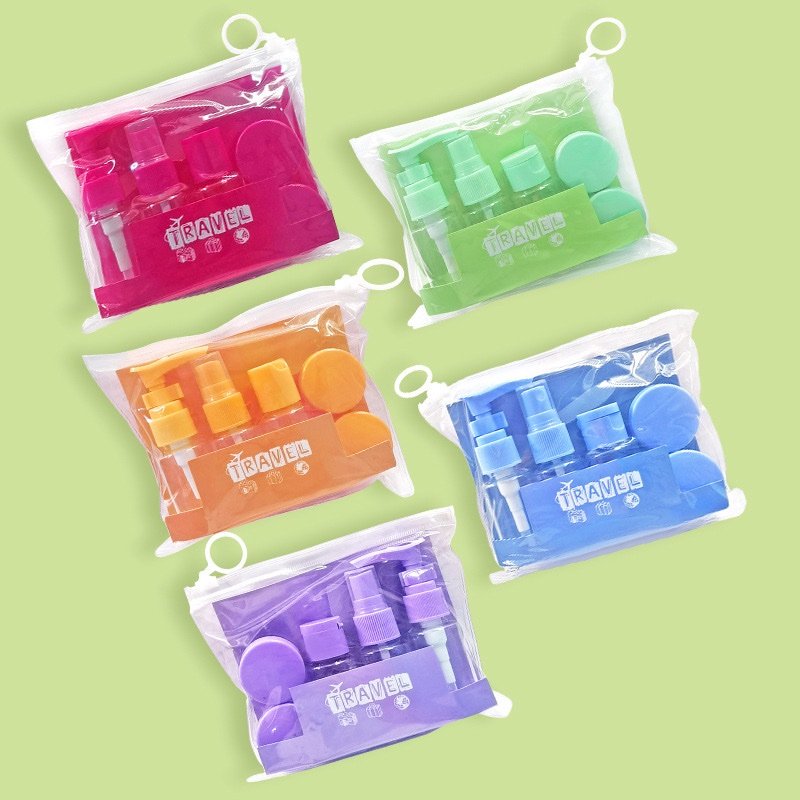 img_8237 6PC TRAVEL TRANSPARENT COSMETIC PLASTIC BOTTLE SET KIT for Lotion,cream,spray and more - Image 1
