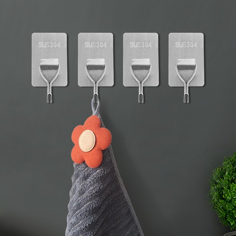 img_8306-3 10PC STAINLESS STEEL ADHESIVE WALL HOOK - Image 1