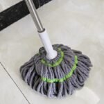 SELF SQUEEZING OR TWISTING SPIN ROTATING COTTON PAD MOP(GREY AND GREEN COLOR) - Image 3
